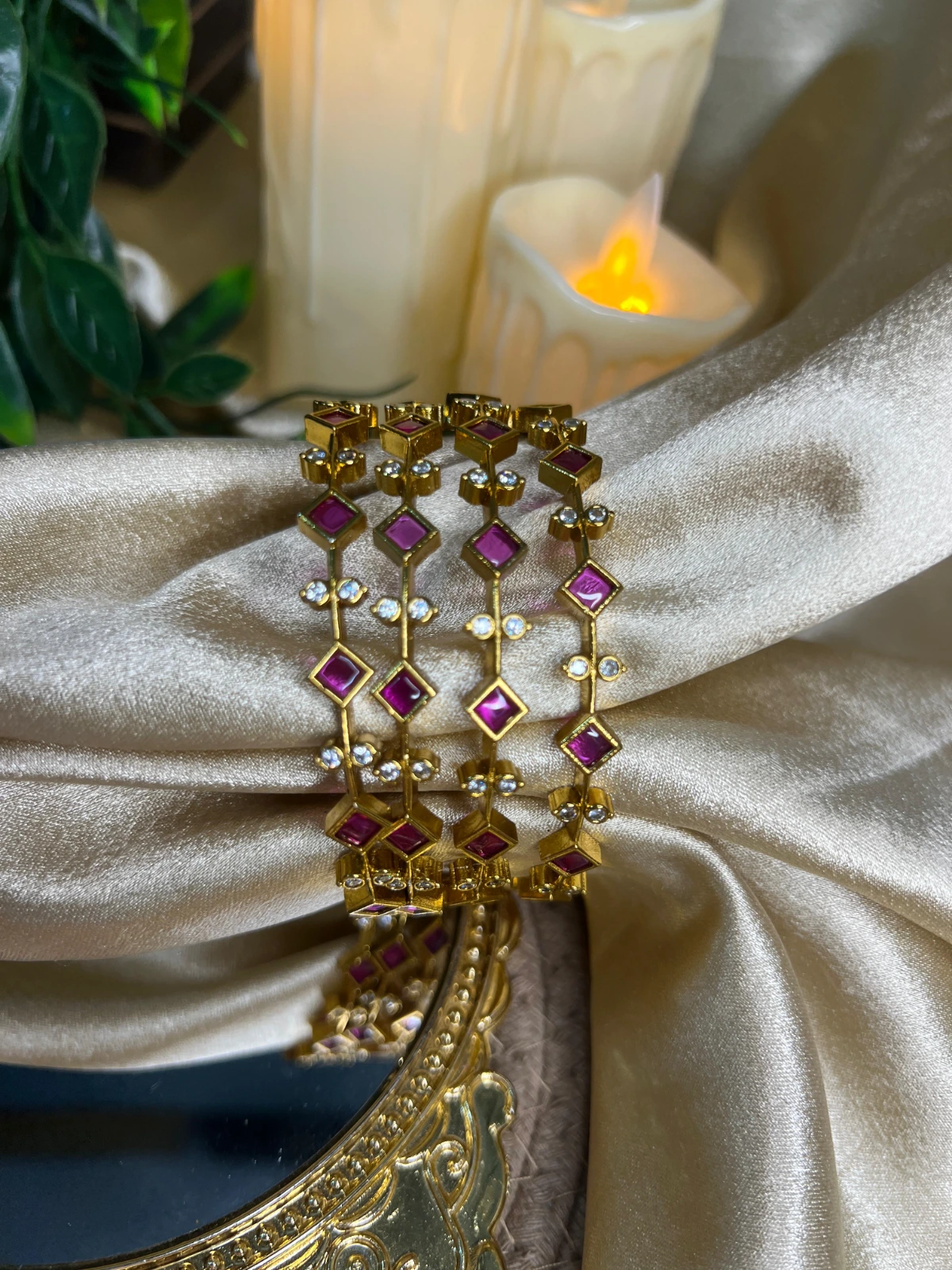 Designer Side Bangles — Diamond Shaped Set of 2