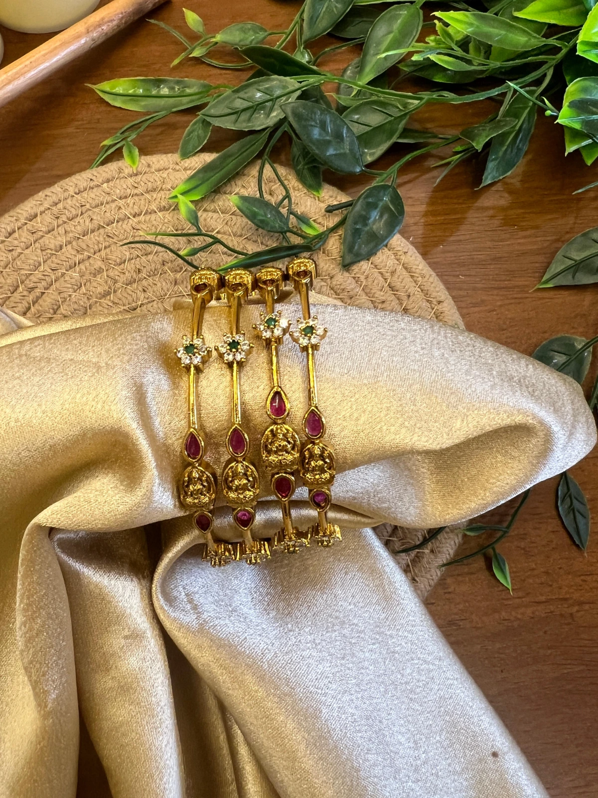 Designer Side Bangles — Lakshmi Floral Drop Set of 4