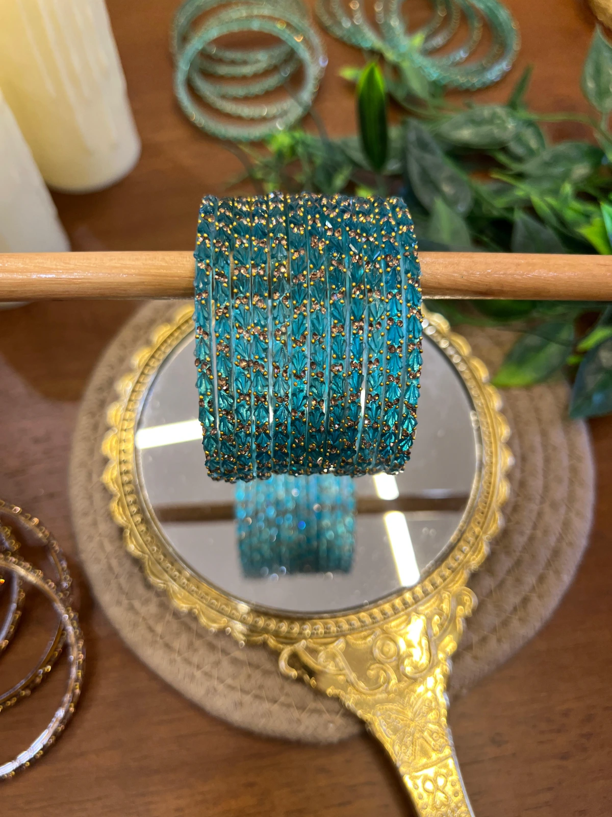 Intricate Glass Bangle — Sky Blue