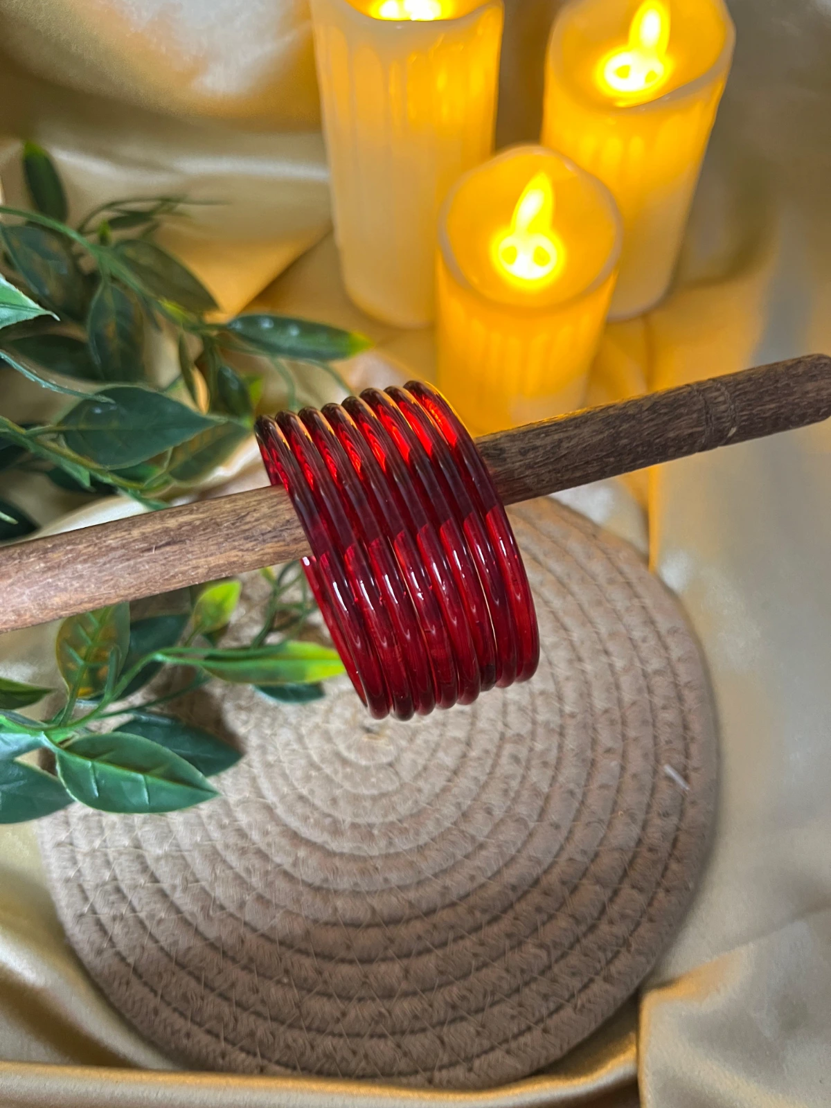 Jelly Bangles - Glass Bangles — Red