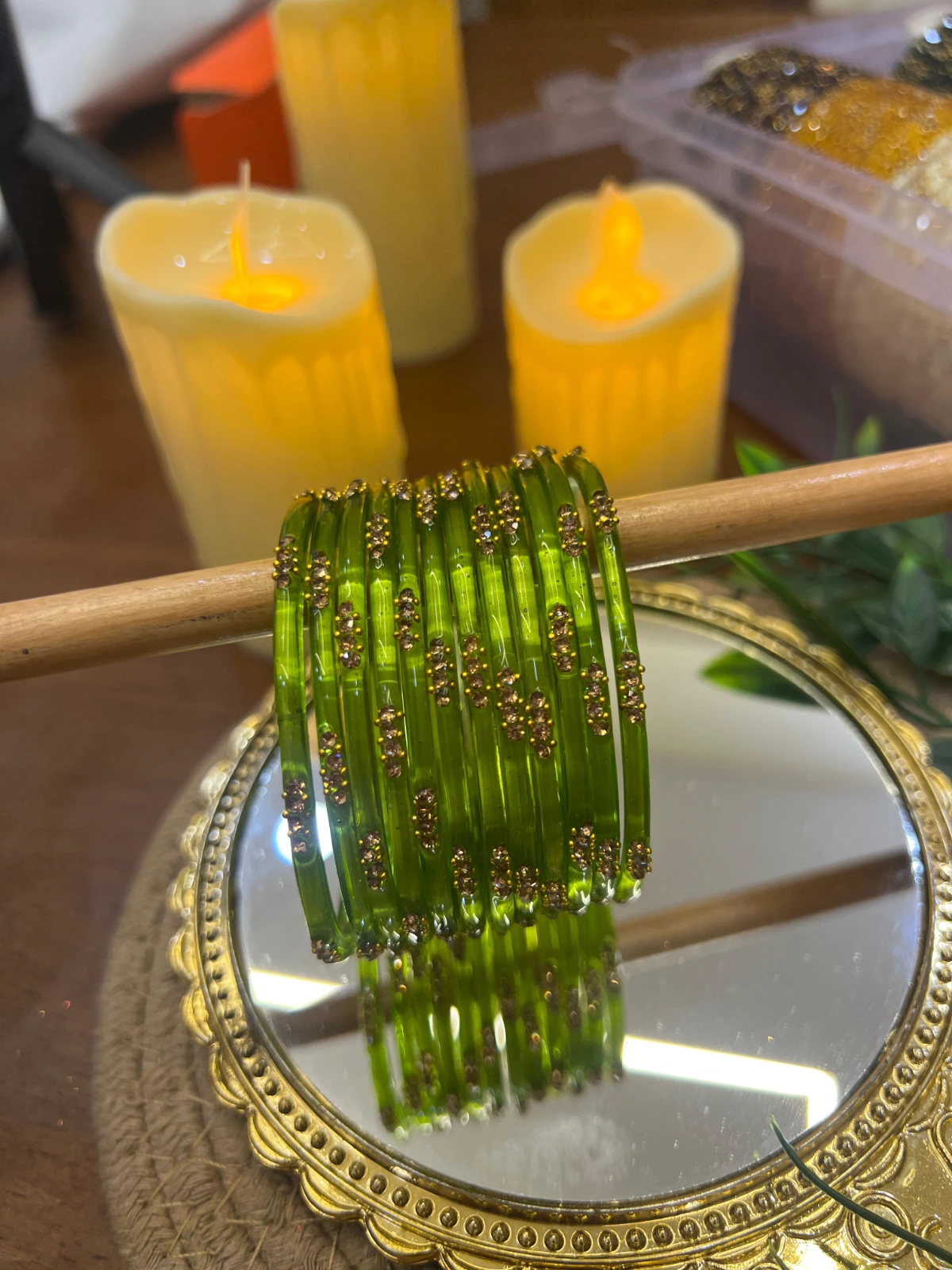 Pastel Palette Glass Bangle — Green