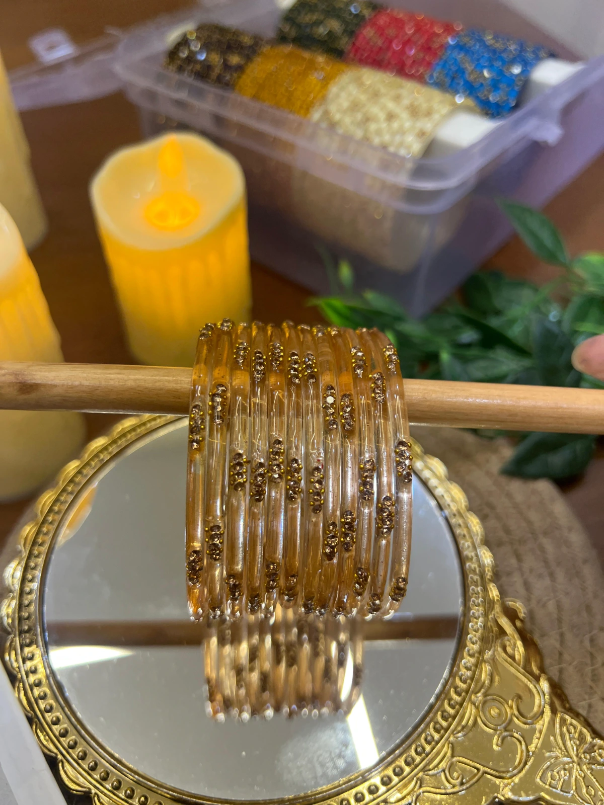 Pastel Palette Glass Bangle — Peach