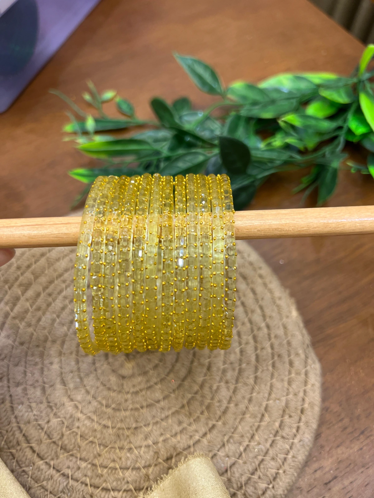 Square Edge Glass Bangles — Champagne Gold