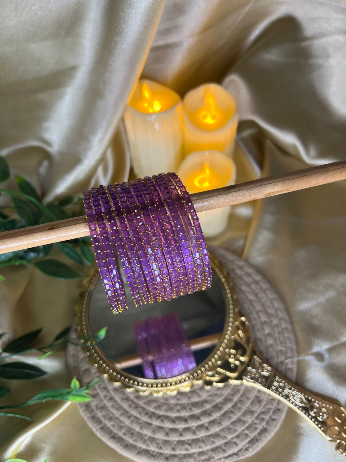 Square Edge Glass Bangles — Lavender
