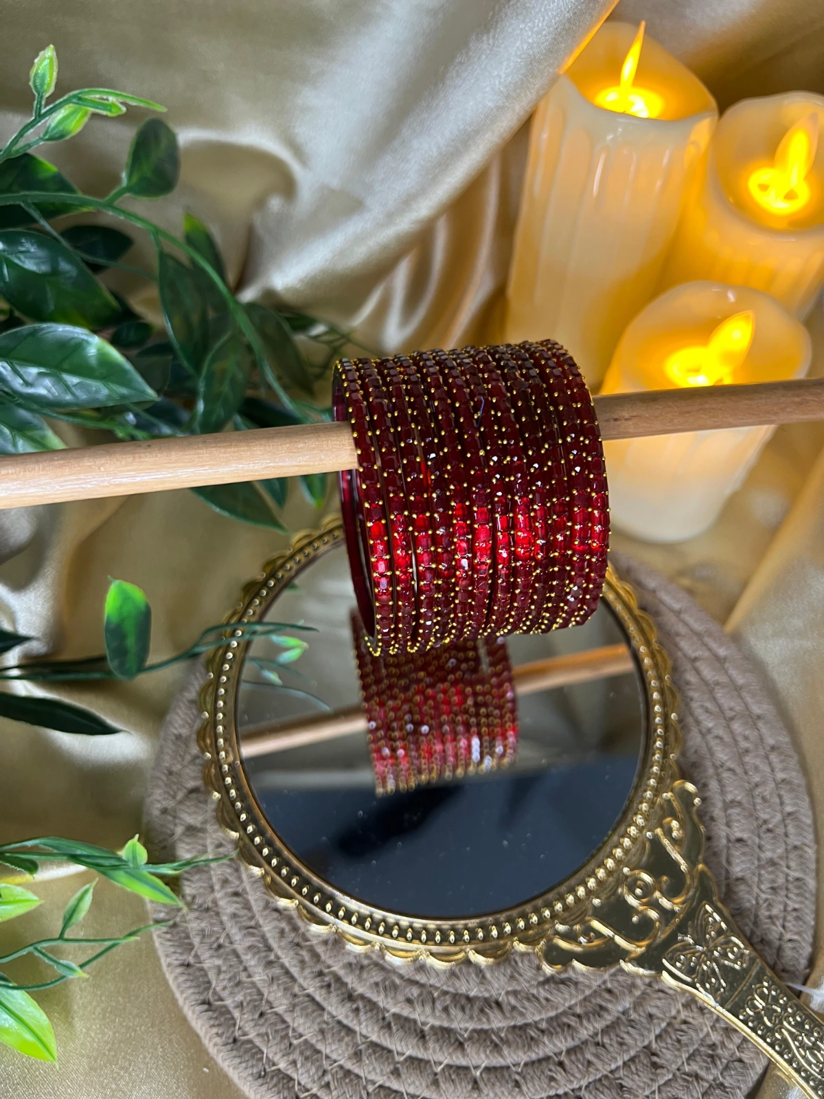 Square Edge Glass Bangles — Maroon