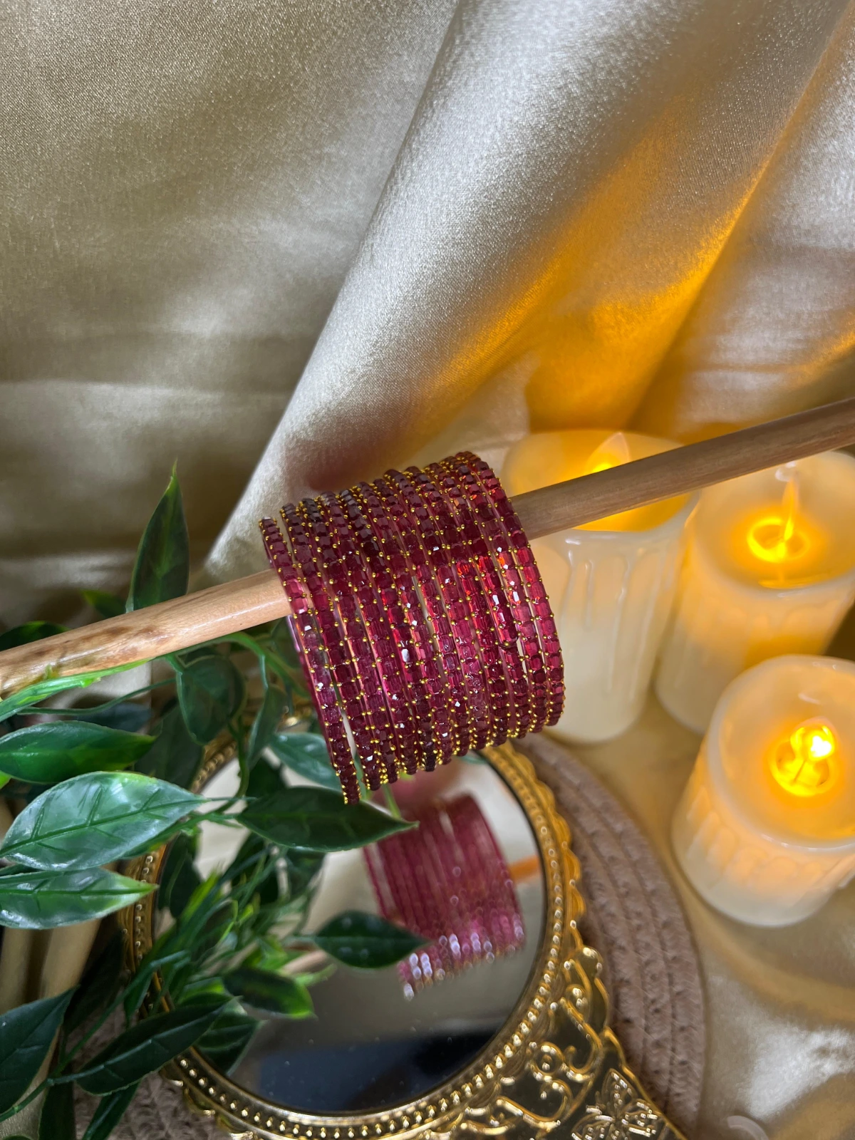 Square Edge Glass Bangles — Mauve