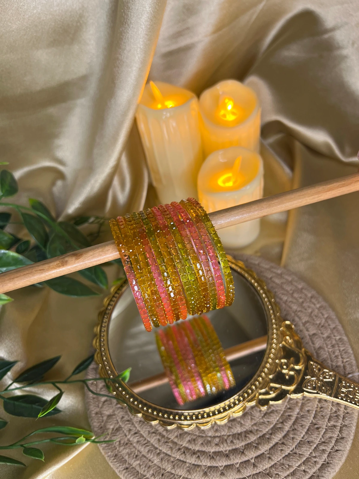 Square Edge Glass Bangles — Multicolor