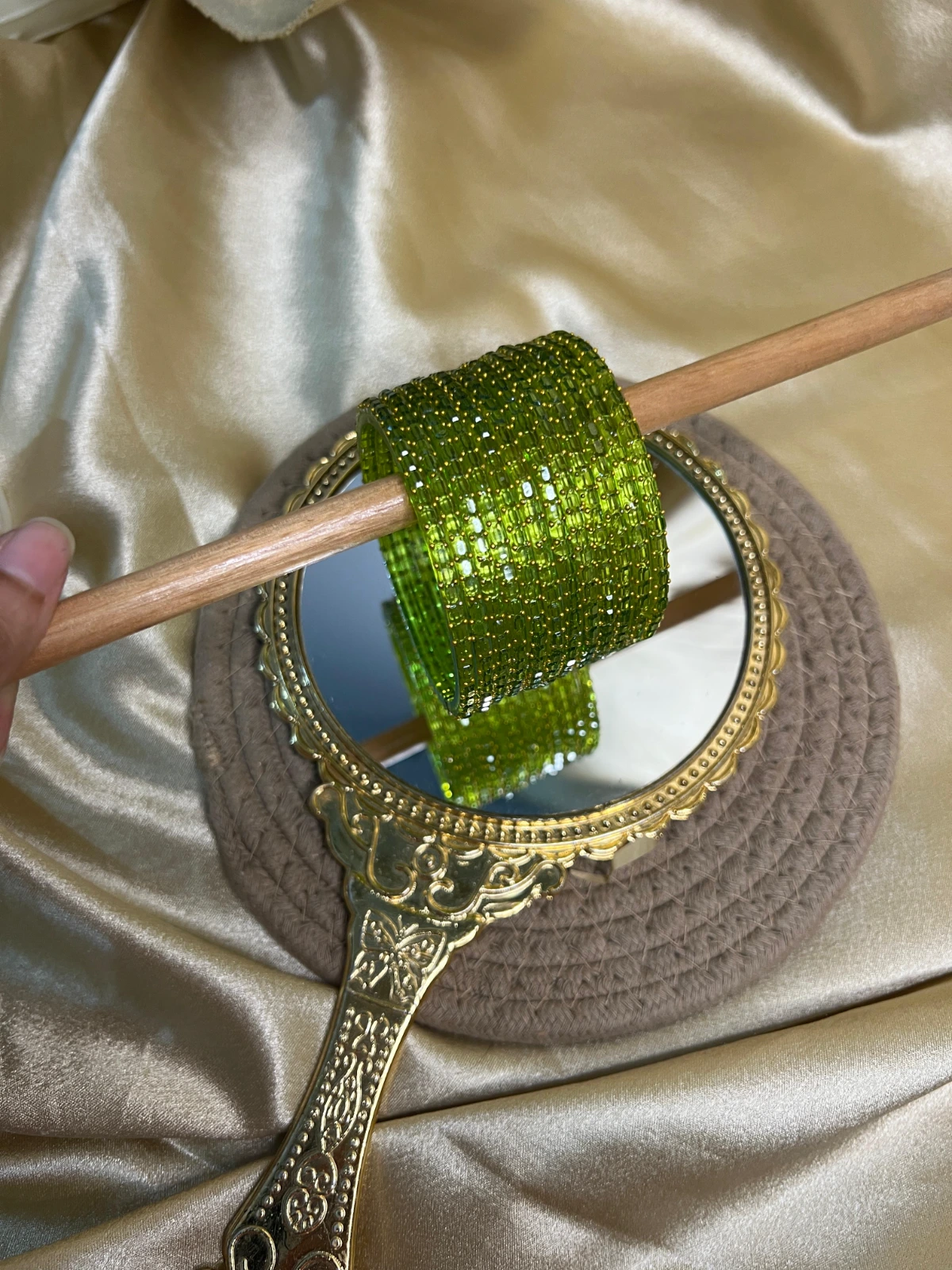 Square Edge Glass Bangles — Parrot Green