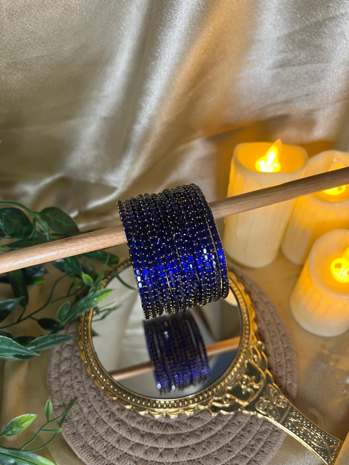 Square Edge Glass Bangles — Royal Blue