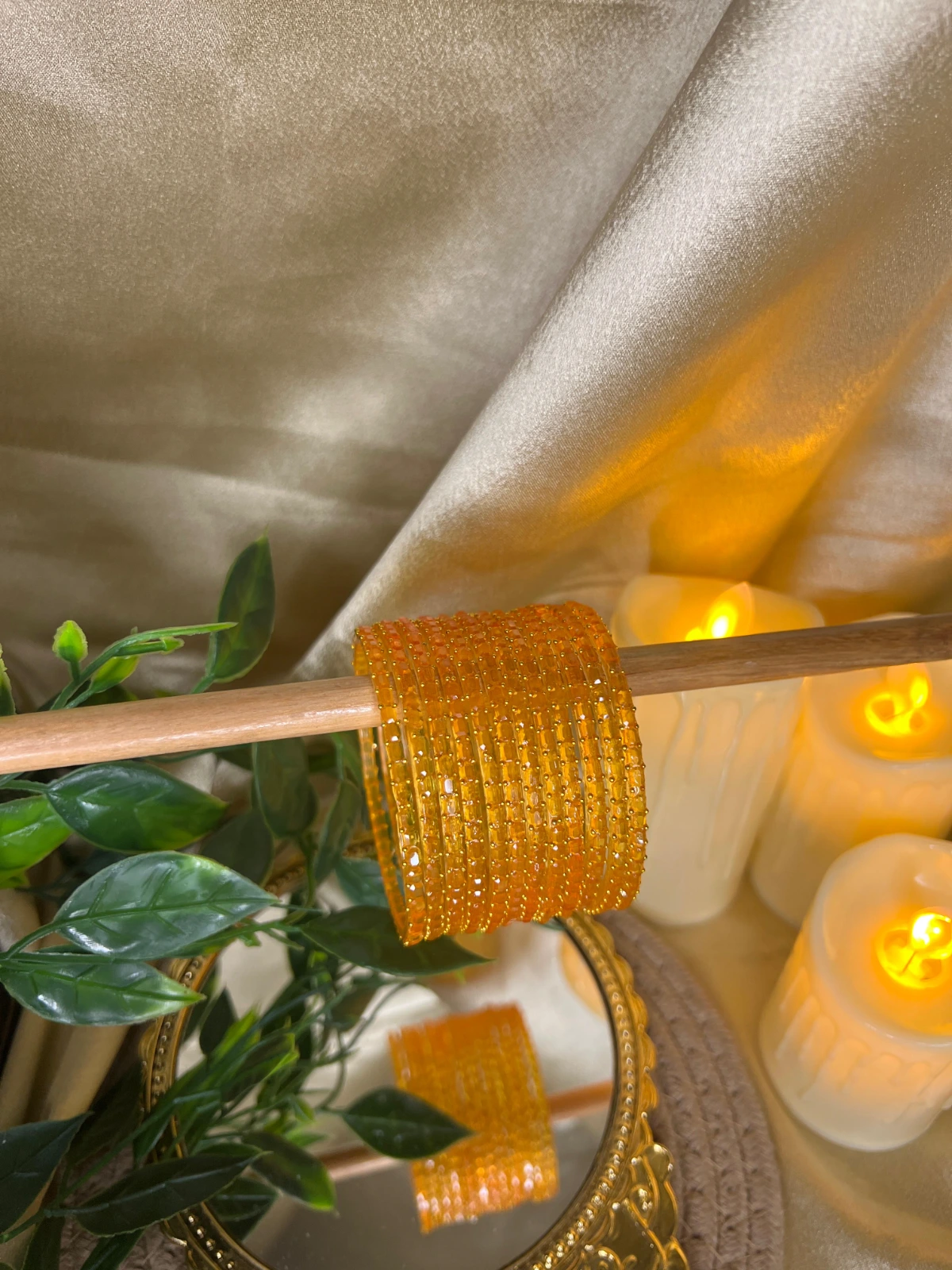Square Edge Glass Bangles — Sunset Orange
