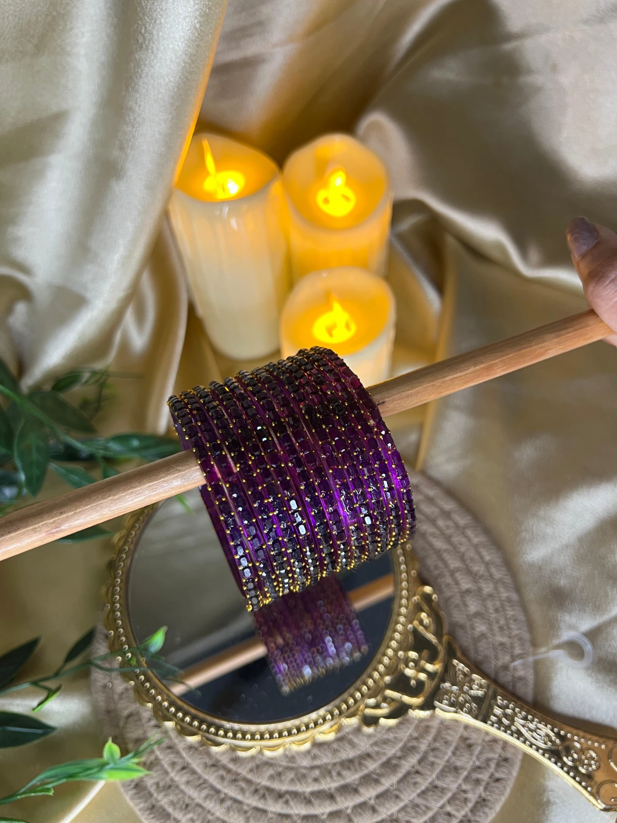 Square Edge Glass Bangles — Wine