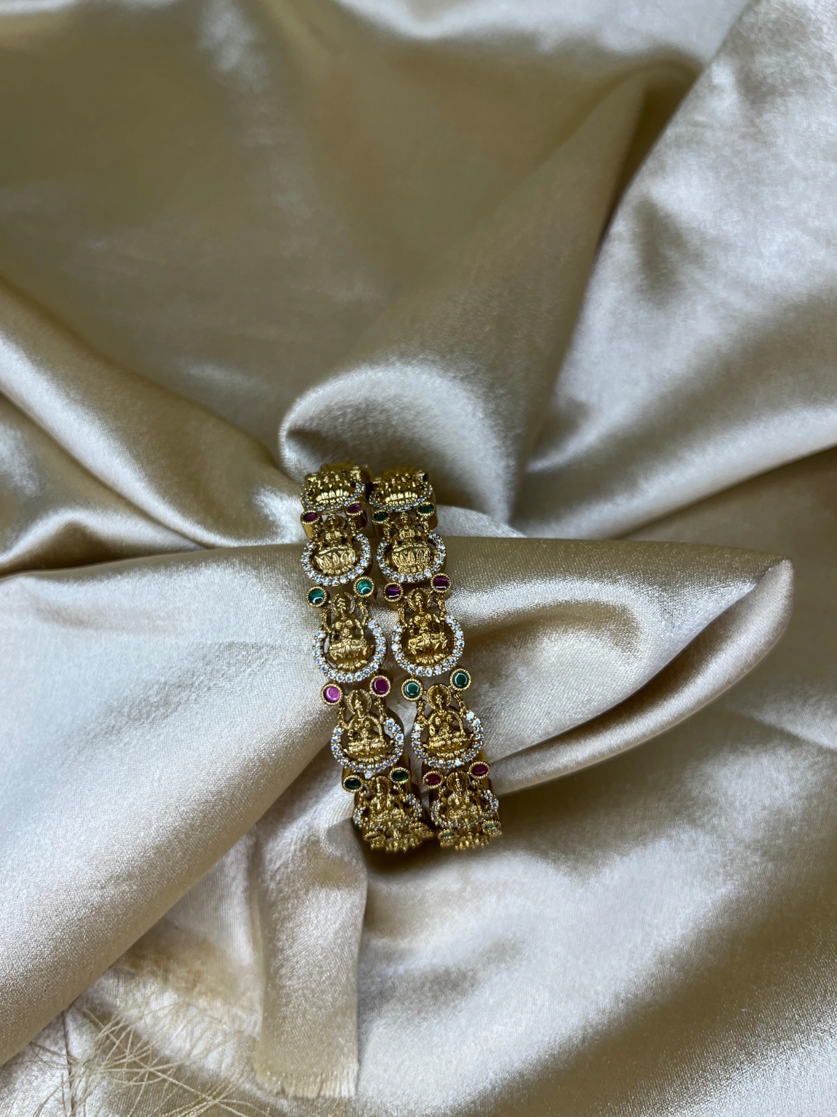 Statement Bangles — Lakshmi with White Stone