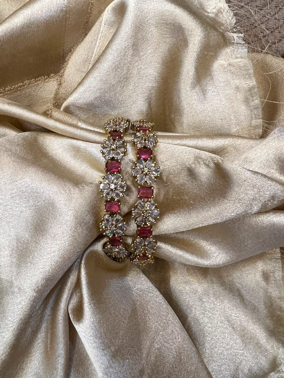Statement Bangles — Pink Floral Stone