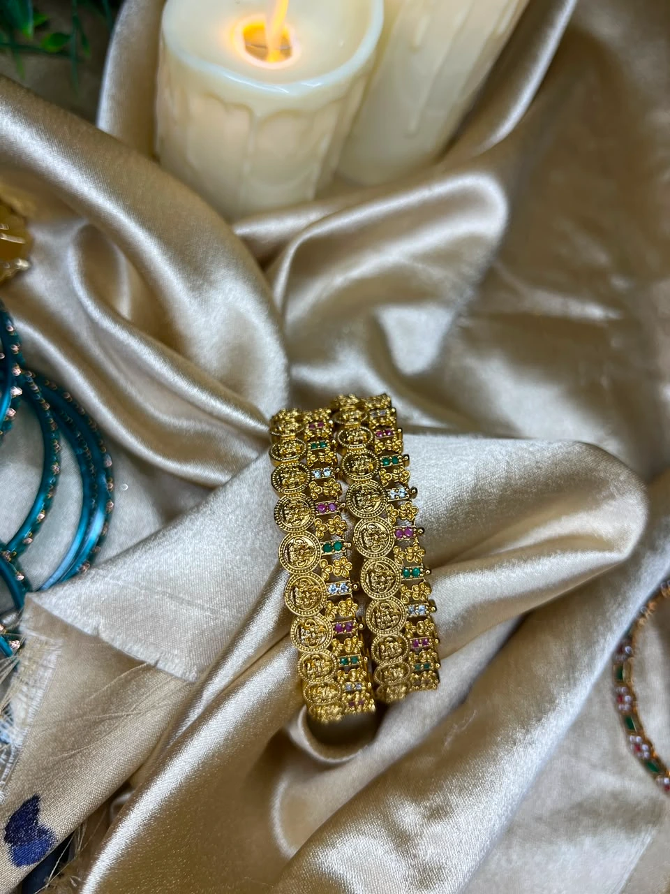 Statement Bangles — Premium Kashu with Stone