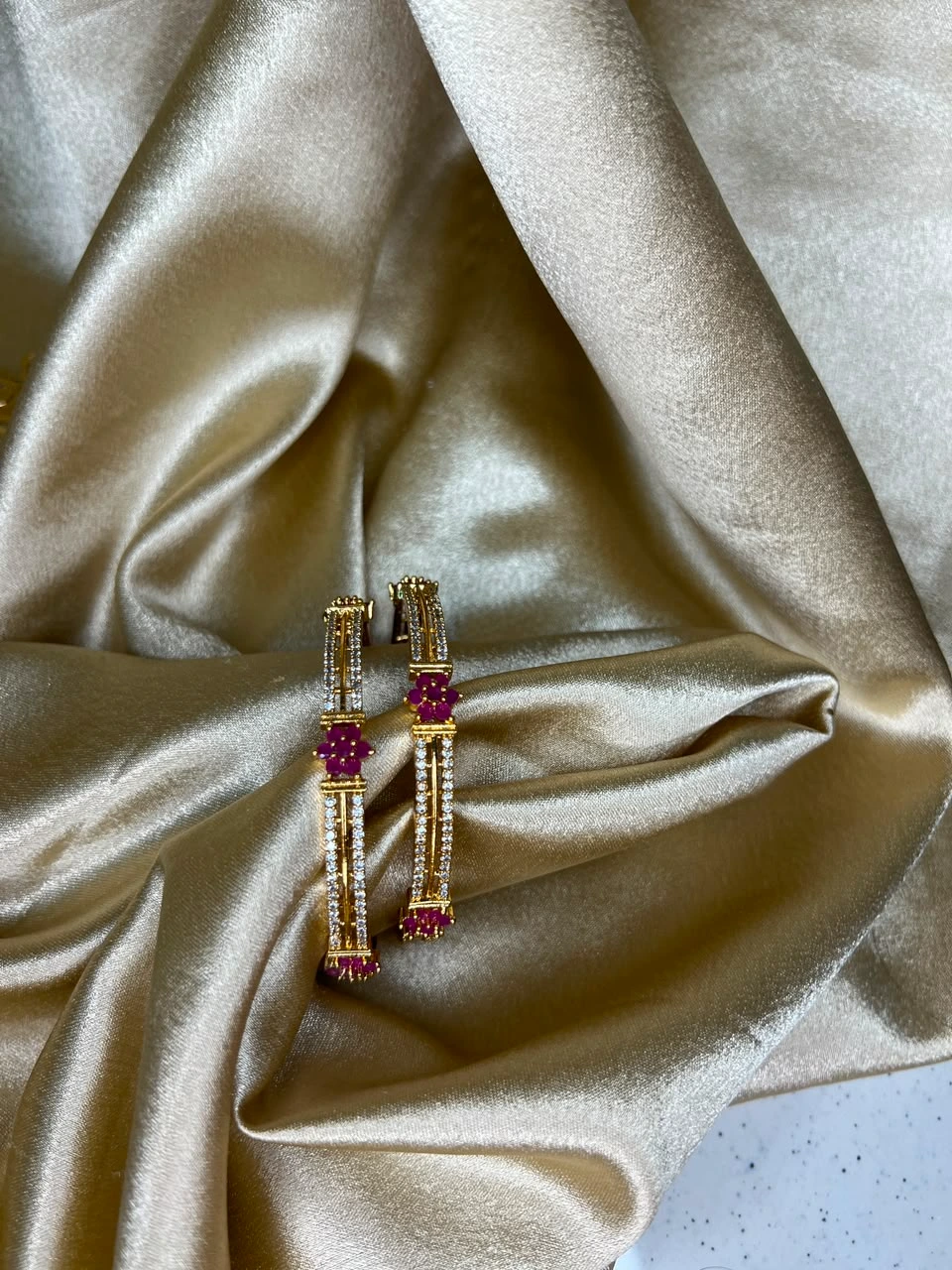 Statement Bangles — Red Flower Stone